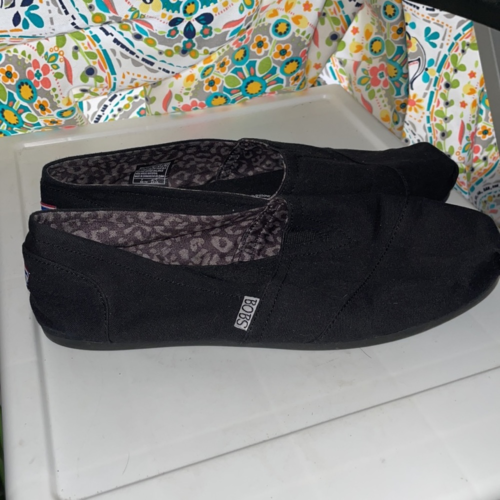 10 women’s black bobs memory foam slip on shoes - Picture 1 of 6